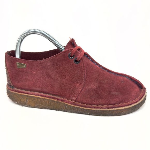 Clarks Desert Trek Women's Shoes Red Suede Crepe Sole Split Toe Moccasins Sz 6.5 - Picture 1 of 10